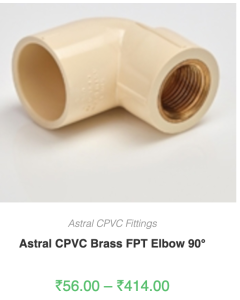 Astral CPVC Brass FPT elbow 90